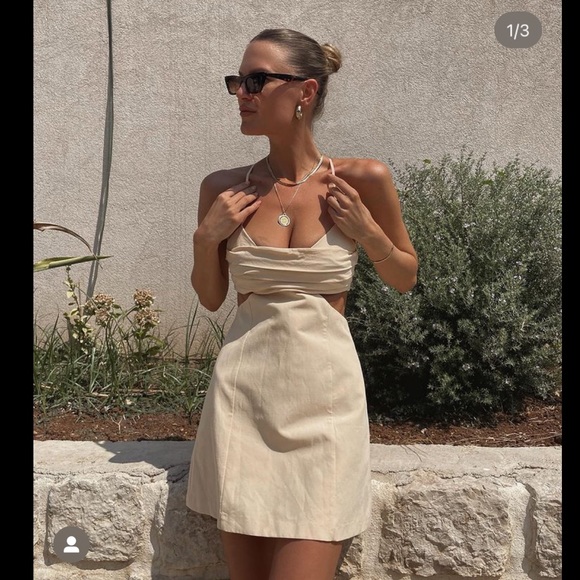 Zara CUT OUT LINEN BLEND DRESS - Picture 2 of 16